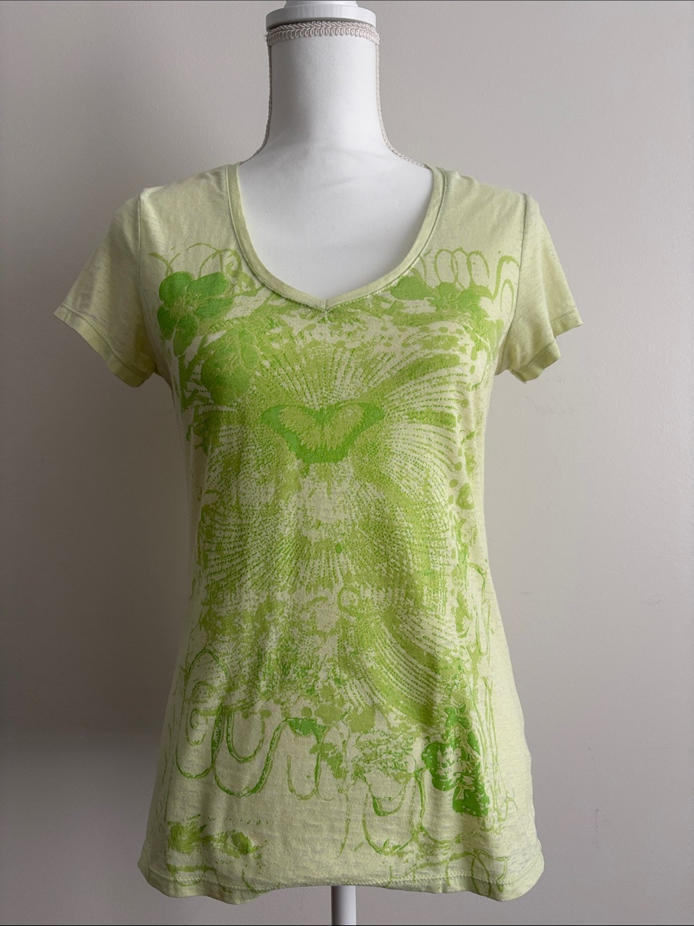 Earth Yoga Light Green Graphic V-Neck Tee